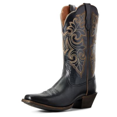 Ariat Round Up Square Toe Siyah Western Csizma Bayan (33634-706)